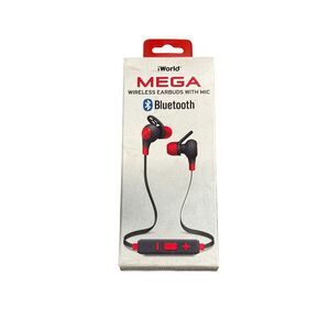 iWorld Mega Wireless Earbuds with Mic- black and red